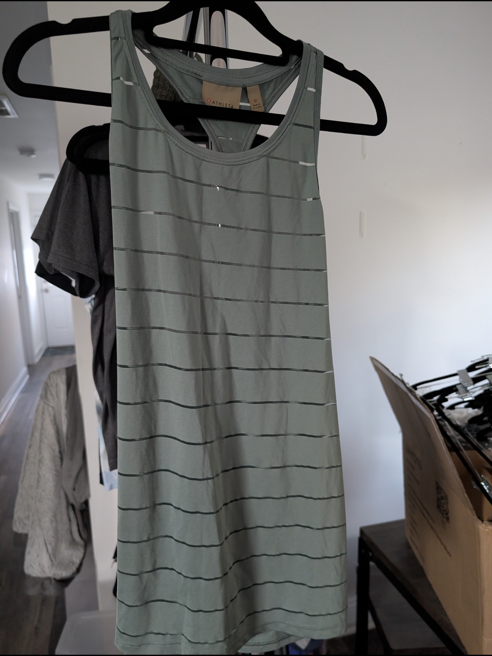 Athleta Sage Green Striped Racerback Tank
